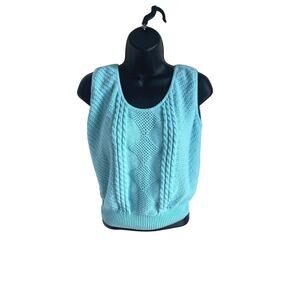 Light‎ Blue Cable Knit Sweater Vest Jolie New York Size S Cottagecore Soft Girl